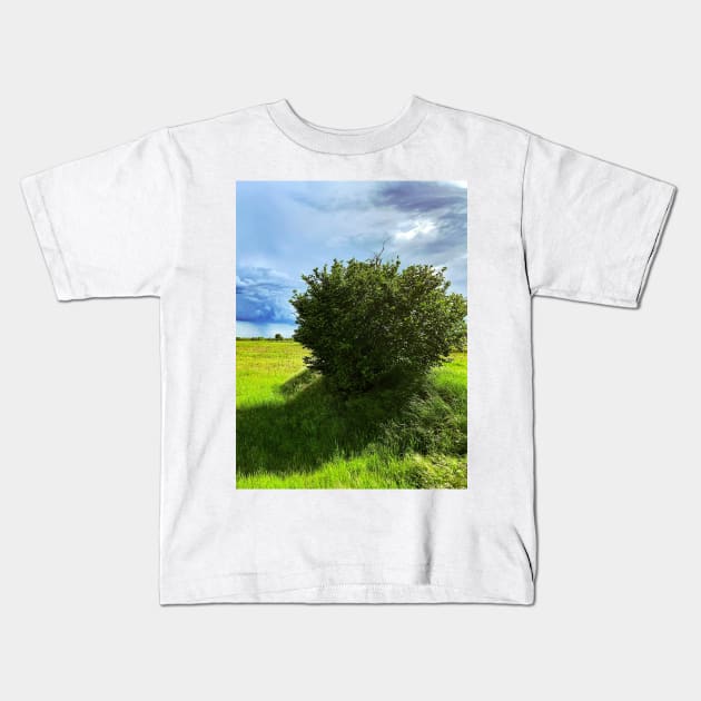 Nature Green Grass Tree Sky Clouds Italian Landscape Kids T-Shirt by eleonoraingrid